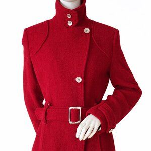 Dolce & Gabbana Red Wool Belted Coat IT 42 Zebra Lining Made in Italy